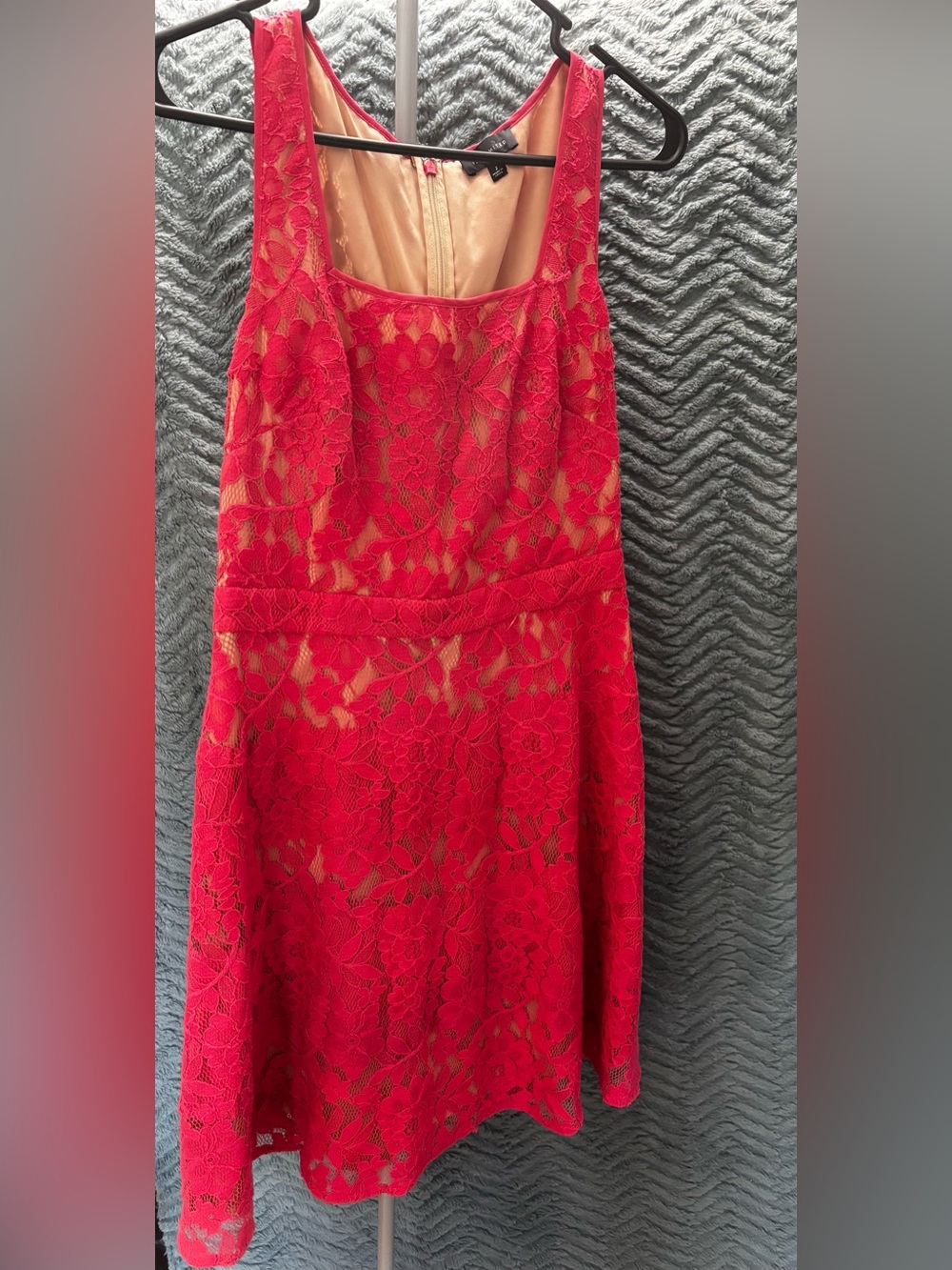 The Limited Red Lace Strapless Dress with Nude Lining